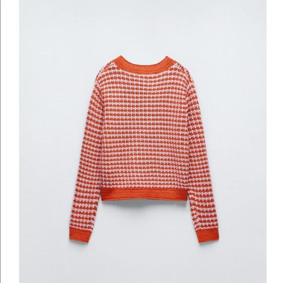 ZARA CHECKERED CROCHETED CARDIGAN - Picture 5 of 7